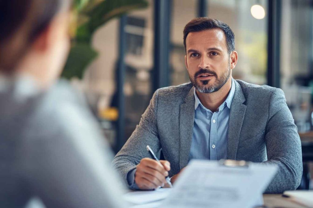 Candidate Assessment Form for Interview: Your Ultimate Guide to Effective Hiring 1 Hiring manager documenting interview responses on a candidate assessment form.
