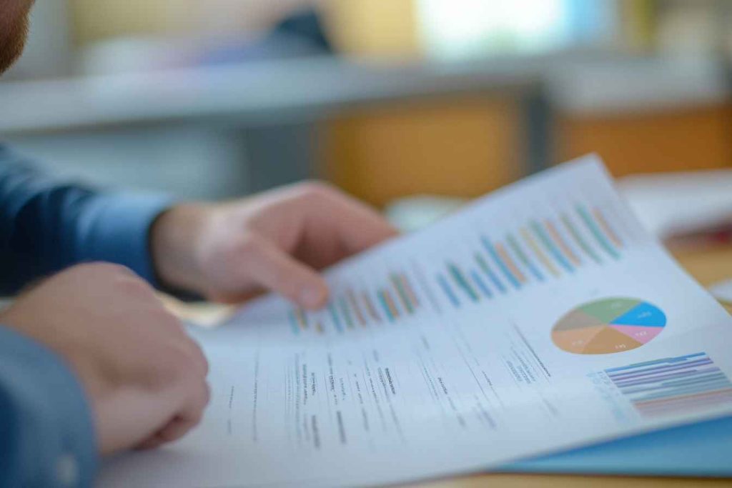 HR professional reviewing a structured candidate assessment report to finalize hiring decisions.