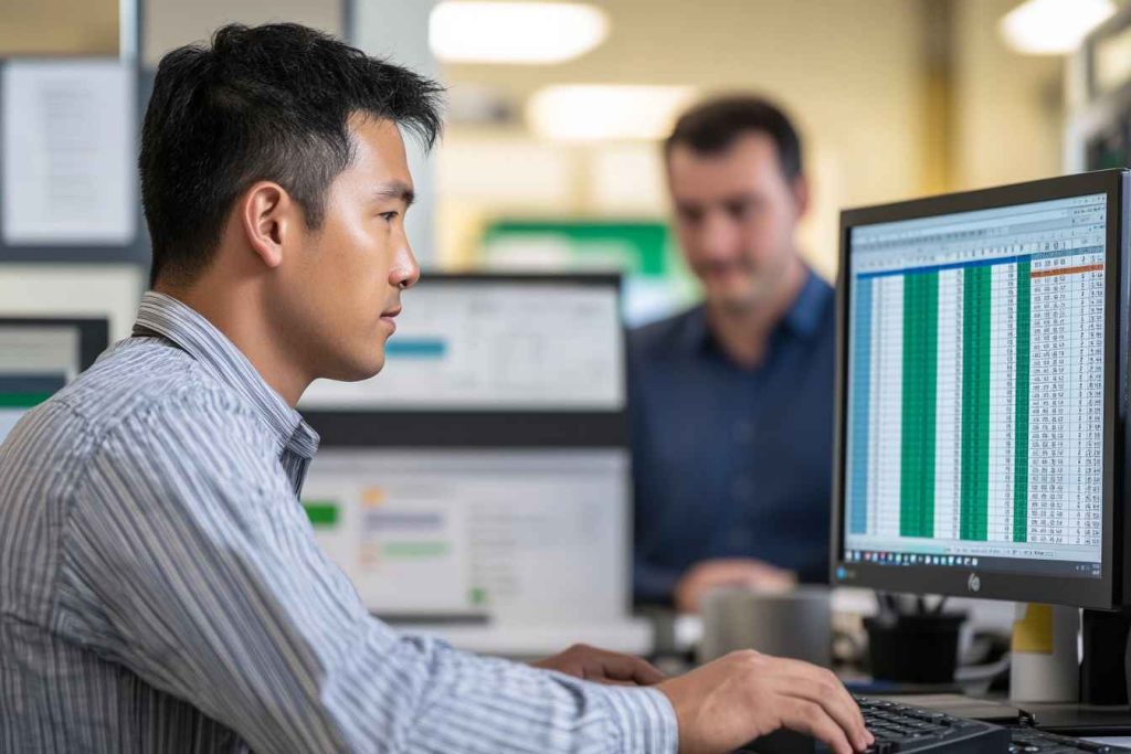 Pre-Employment Test for Administrative Assistant: Your Comprehensive Guide to Hiring Right 1 Candidate taking a typing and Microsoft Excel proficiency test for an administrative assistant position.