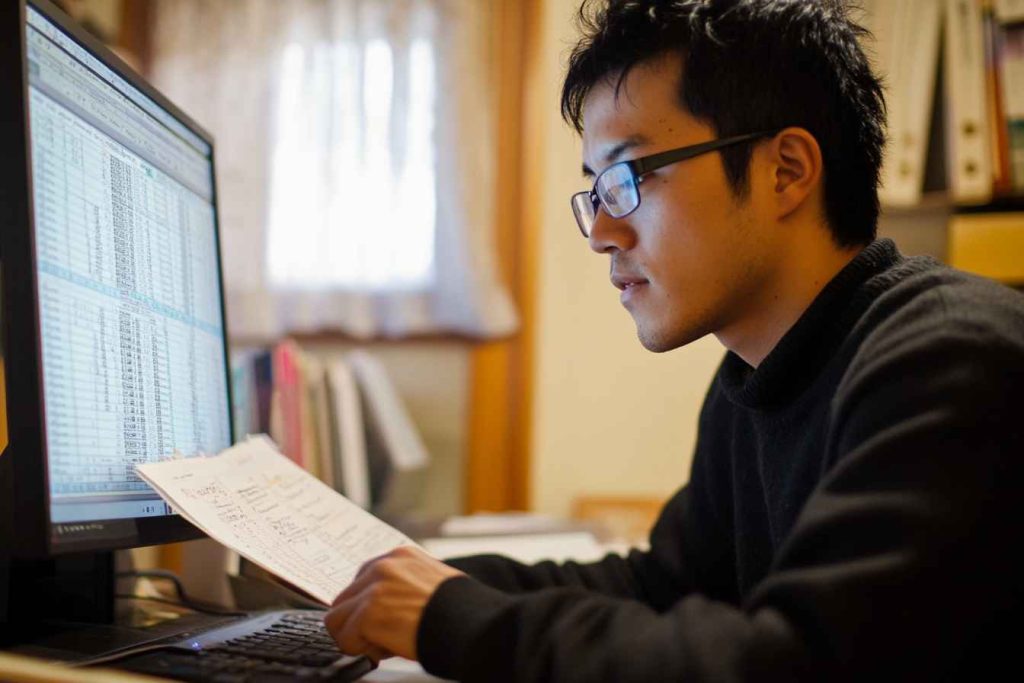 Accounting candidate completing an online accounting skills test for pre-employment screening.