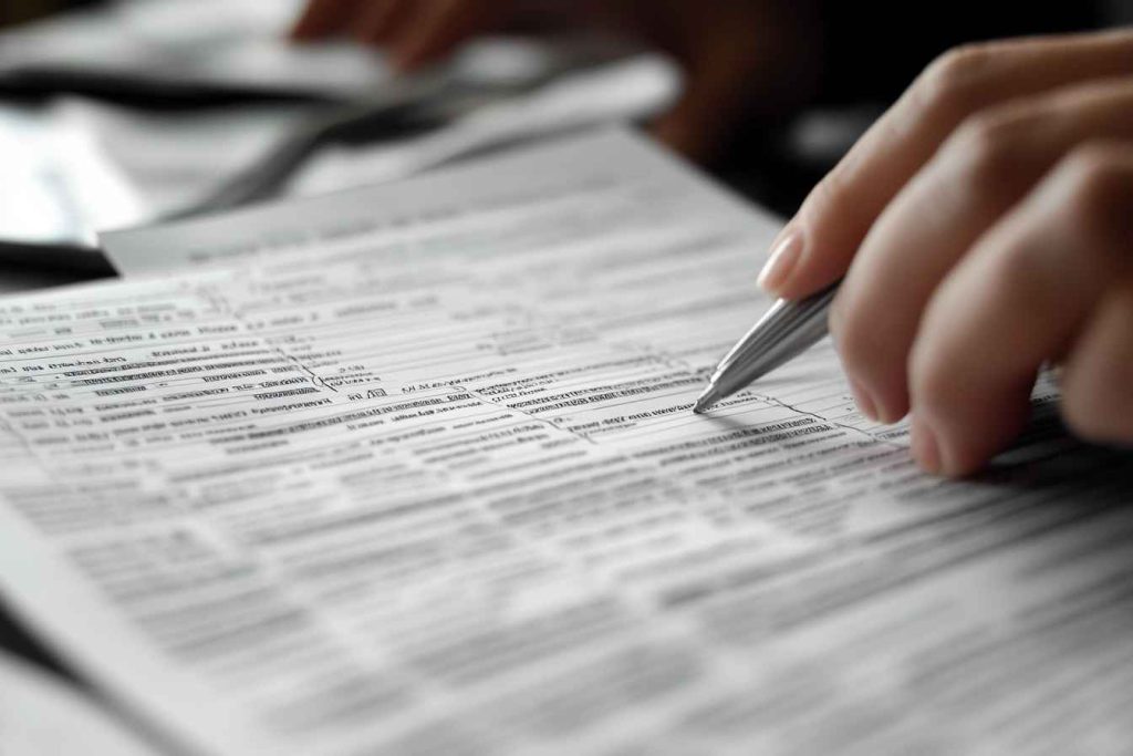 Hiring manager reviewing a candidate assessment table for accounting staff pre-employment exams.
