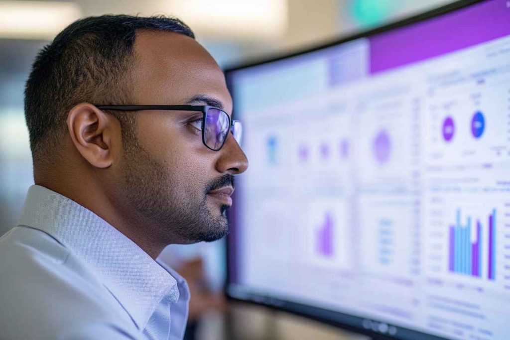 Pre-Employment Testing Pros and Cons: A Complete Guide to Help You Decide 3 HR professional reviewing a digital comparison chart of pre-employment test scores for candidates.