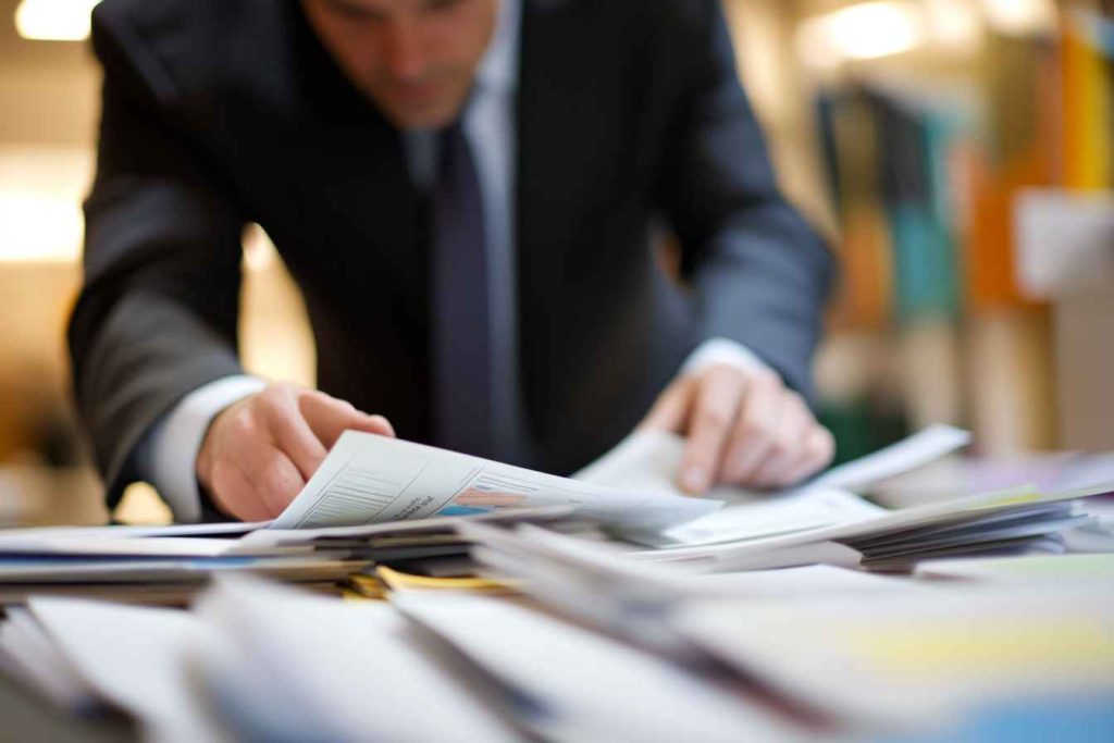 360 Leadership Assessment Template: A Practical Guide to Evaluating Leaders Effectively 3 An HR professional comparing leadership assessment reports in an office.