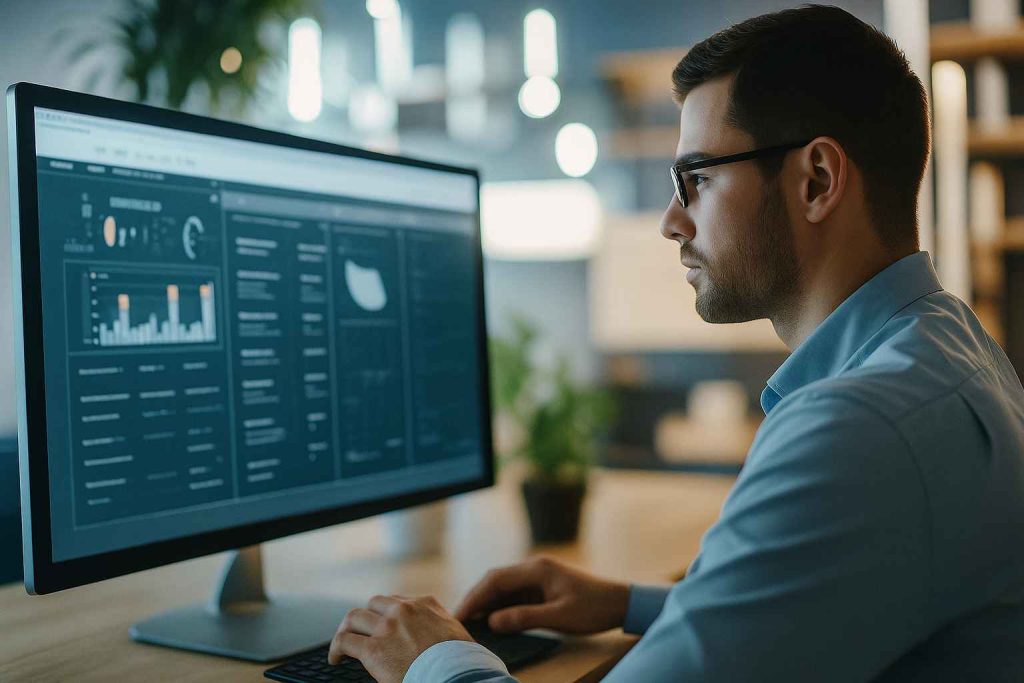 Candidate Assessment Framework: The Ultimate Guide for Effective Hiring 1 HR recruiter analyzing a candidate assessment dashboard on a computer.