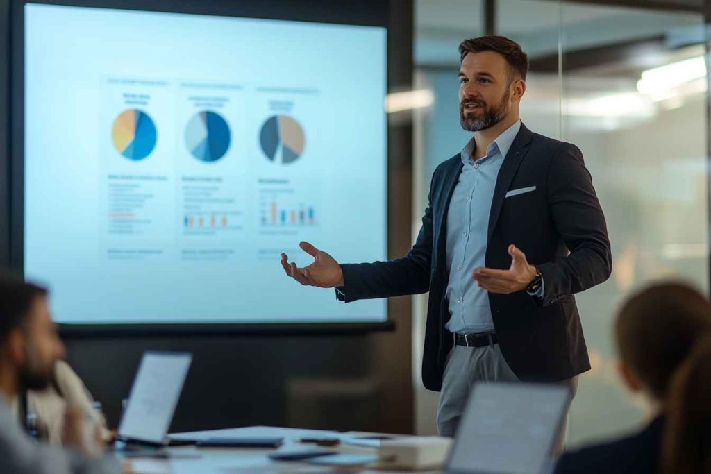 DISC Leadership Model: A Clear, Practical Guide for Hiring and Team Success 2 A corporate training session on DISC leadership styles led by a facilitator.