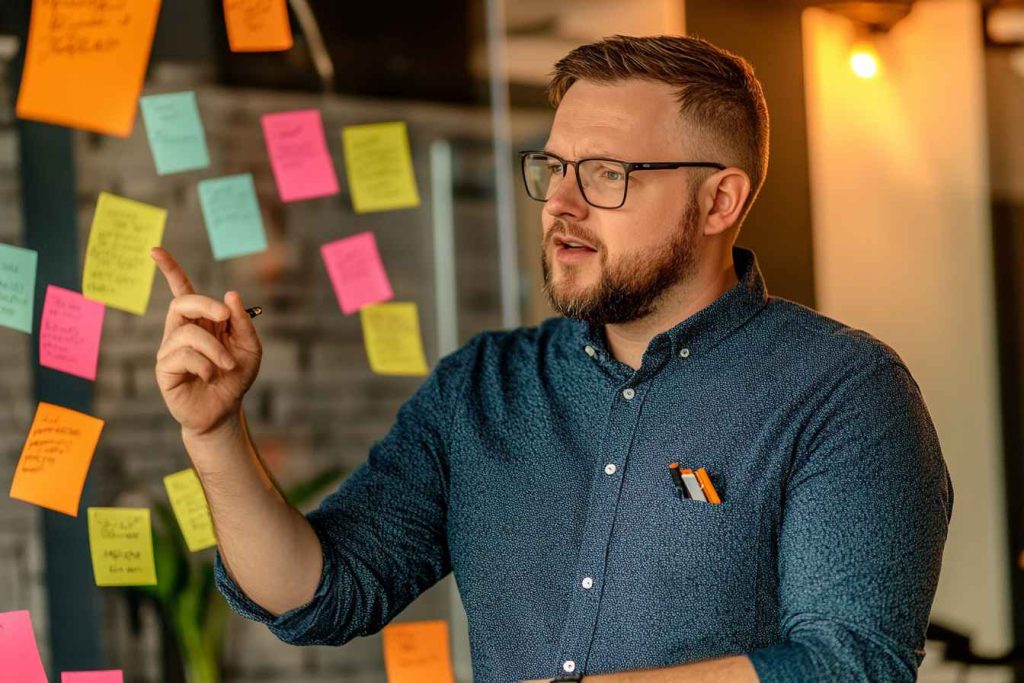 Traits of Transformational Leadership: 6 Key Qualities You Should Look For 1 A transformational leader encouraging intellectual stimulation and innovation in a brainstorming session.
