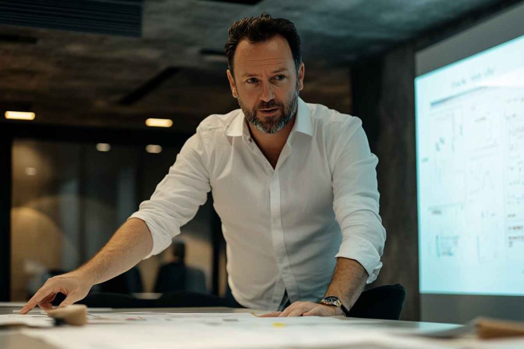 Traits of Transformational Leadership: 6 Key Qualities You Should Look For 2 A transformational leader guiding his team through change with adaptability and resilience.