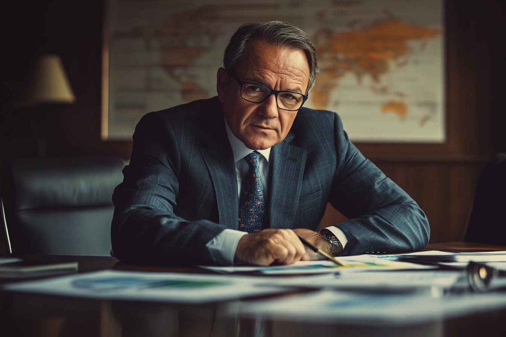 Traits of Transformational Leadership: 6 Key Qualities You Should Look For 3 A transformational leader making high-stakes decisions in a corporate boardroom.