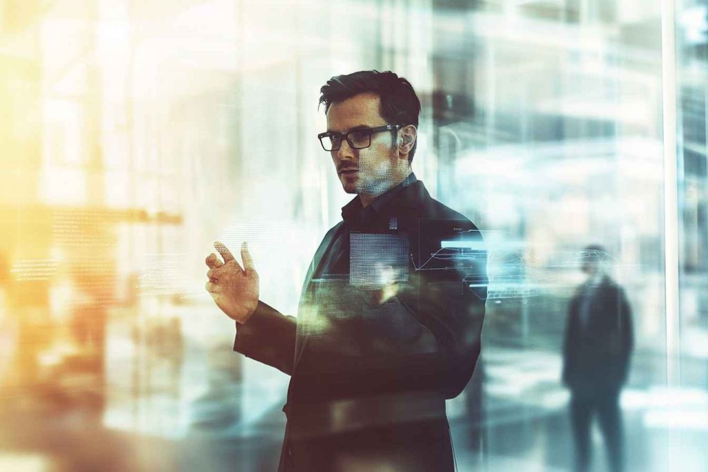 A business leader presenting a compelling vision for organizational growth to an executive hiring team.