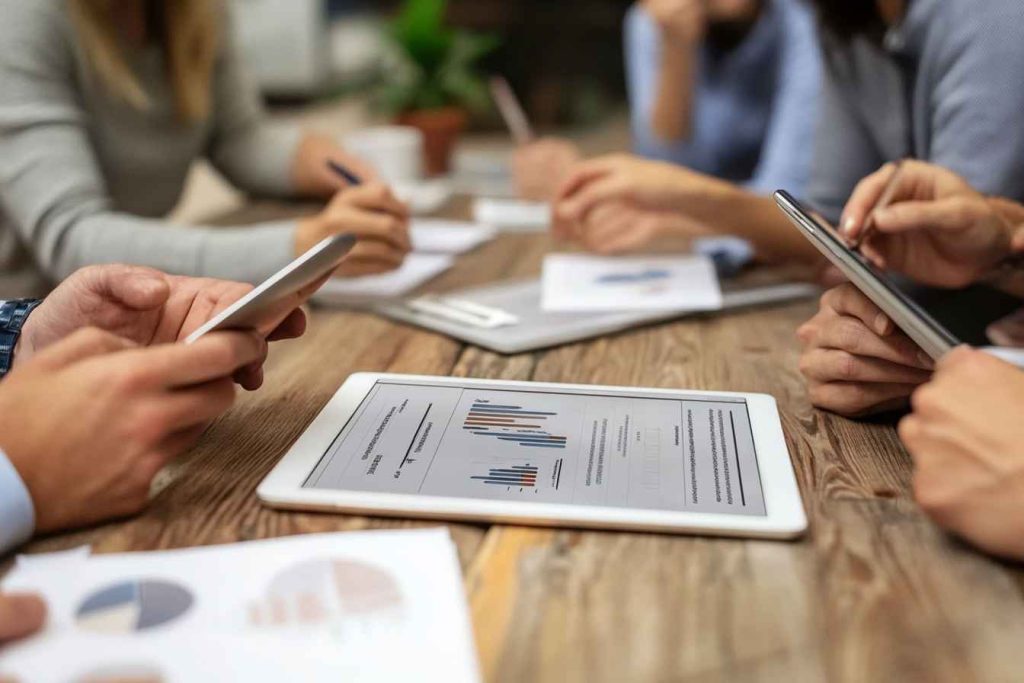 hiring-team-candidate-score-comparison A hiring team comparing candidate's assessment score.