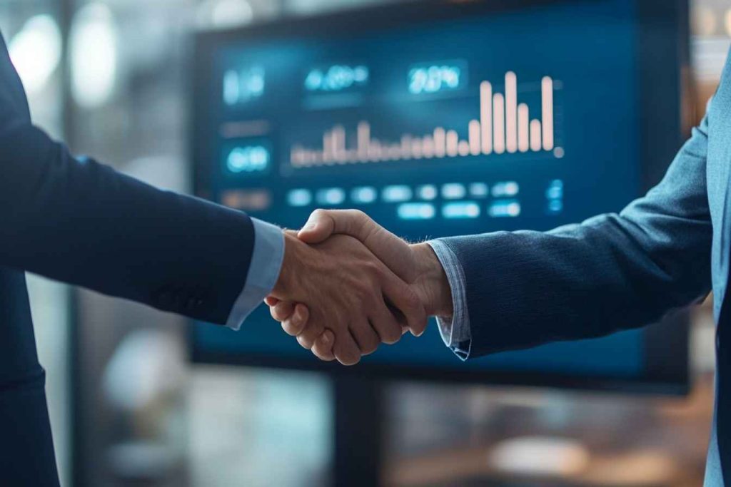 Key Strategic Thinking Skills in Leadership and Management: Your Ultimate Guide 3 A leader executing a strategic plan with a team member, symbolizing leadership in action.