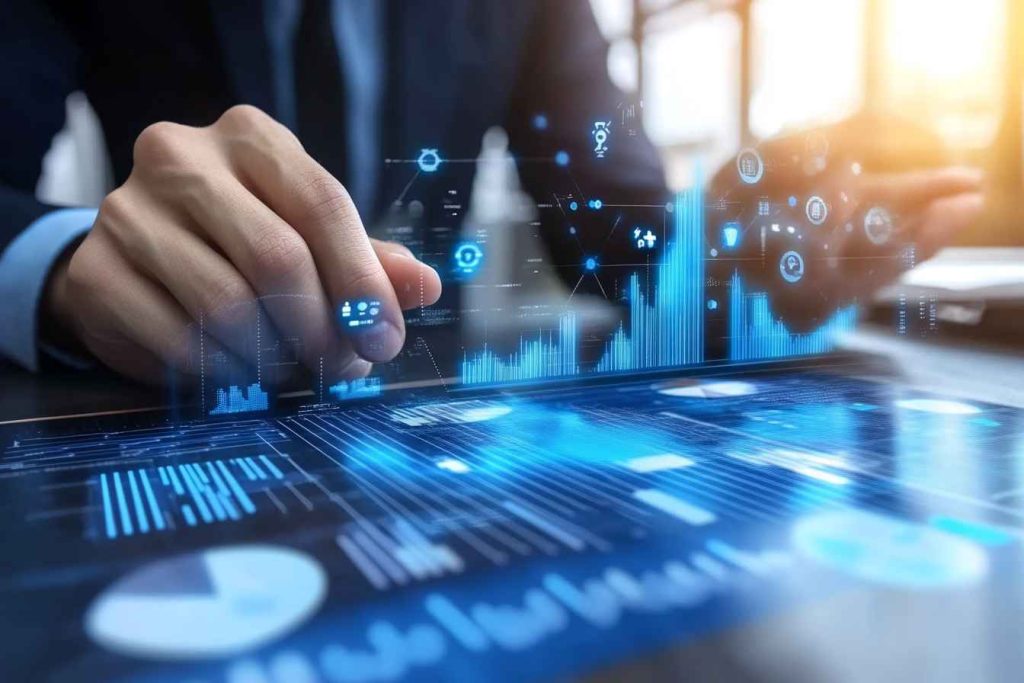 Digital Marketing Executive Skills: What You Need to Know 2 A male PPC specialist optimizing a Google Ads campaign on a computer screen, analyzing performance metrics.