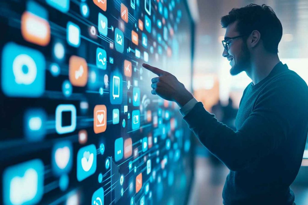 What Questions to Ask in a Digital Marketing Executive Interview 2 A male marketing candidate explaining a social media growth strategy in a digital marketing executive interview.