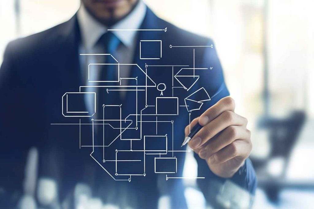 Hiring manager applying structured logic to assess applicants.