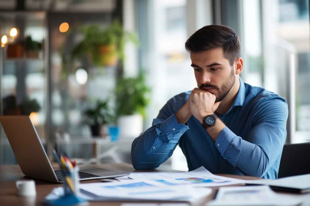 Types of Deductive Reasoning Arguments 2 Thoughtful professional applying deductive reasoning during candidate evaluation.