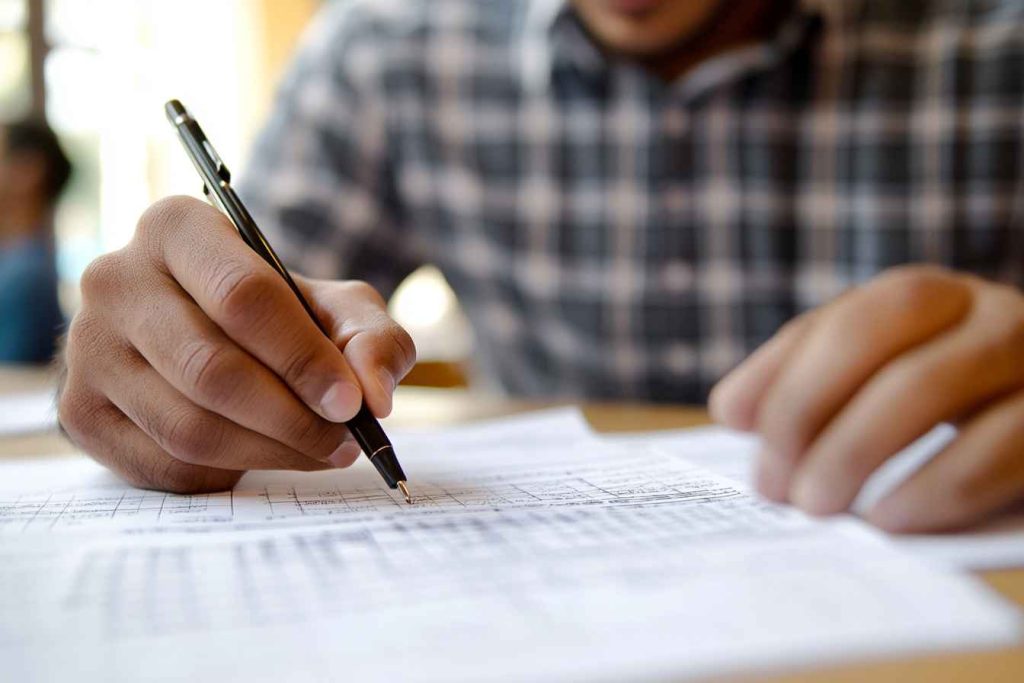 Types of Deductive Reasoning Arguments 3 HR professional reviewing test scores with a deductive reasoning mindset.