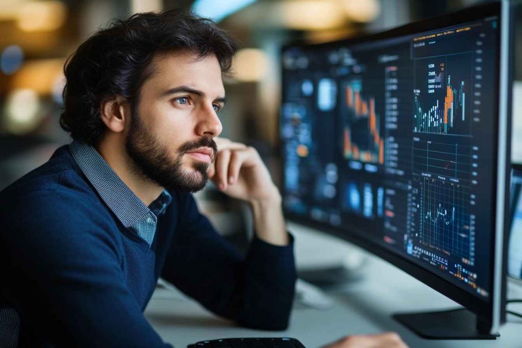 Business professional applying deductive reasoning to a hiring or decision-making scenario.