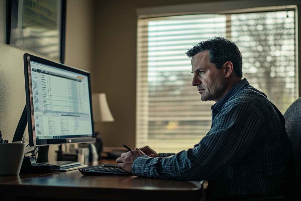 Male candidate analyzing cognitive questions during a hiring evaluation.