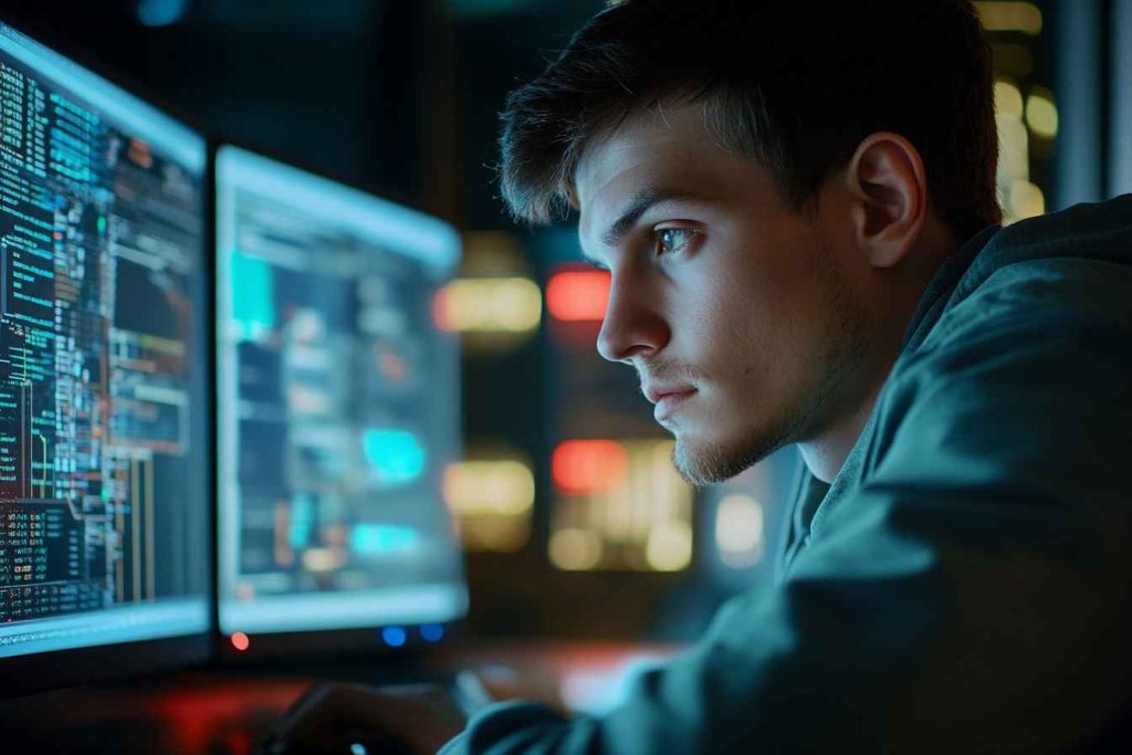 Man using logic and problem-solving skills in a tech support role.