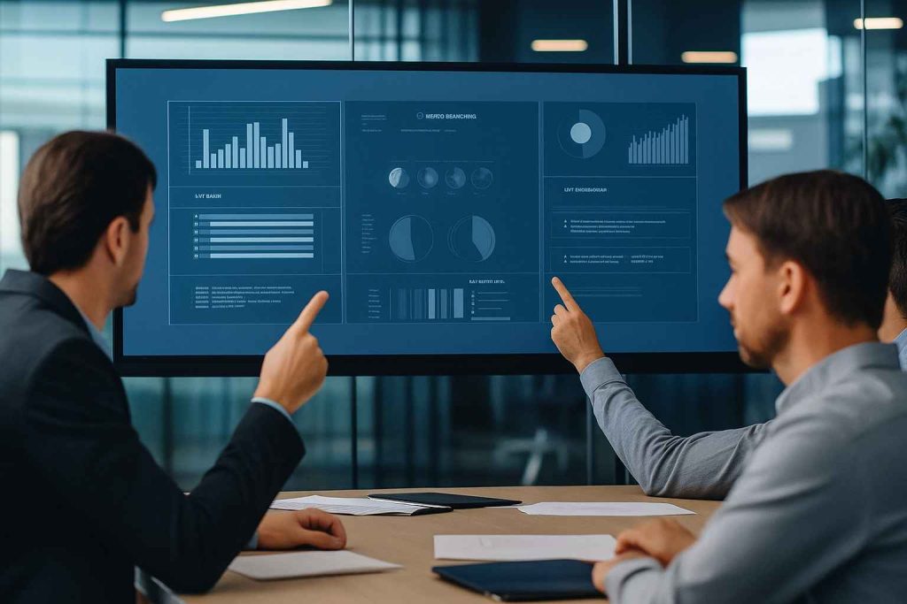 Candidate Assessment Template: The Ultimate Tool for Smart Hiring 1 HR team evaluating candidates using a structured assessment template displayed on a projector screen.
