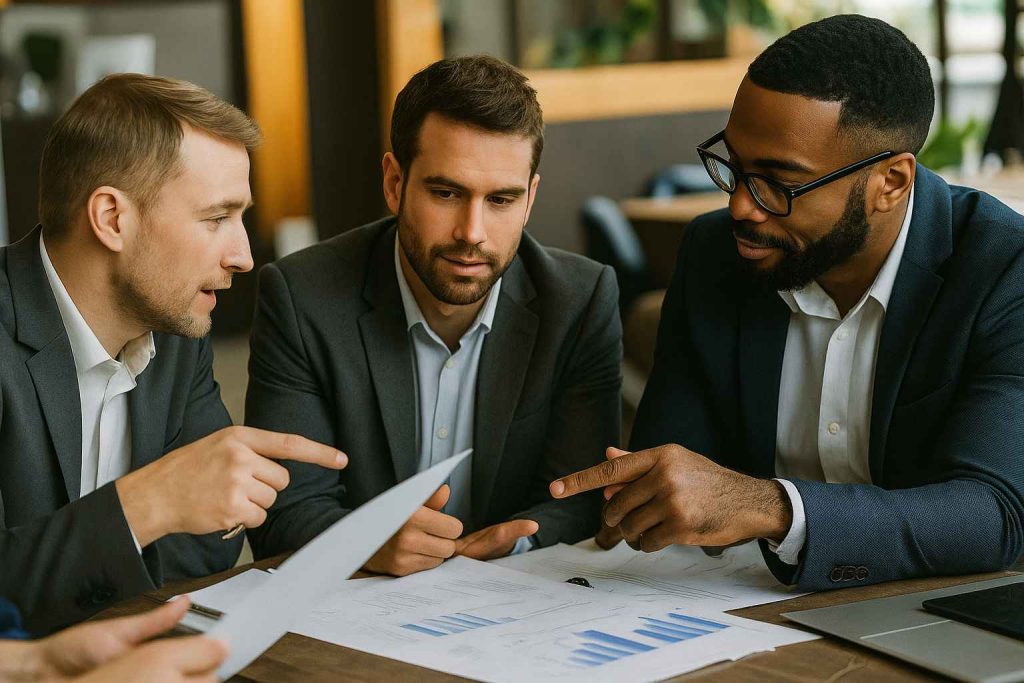 Candidate Assessment Template: The Ultimate Tool for Smart Hiring 2 Recruiters discussing a candidate assessment template with scores for multiple applicants.
