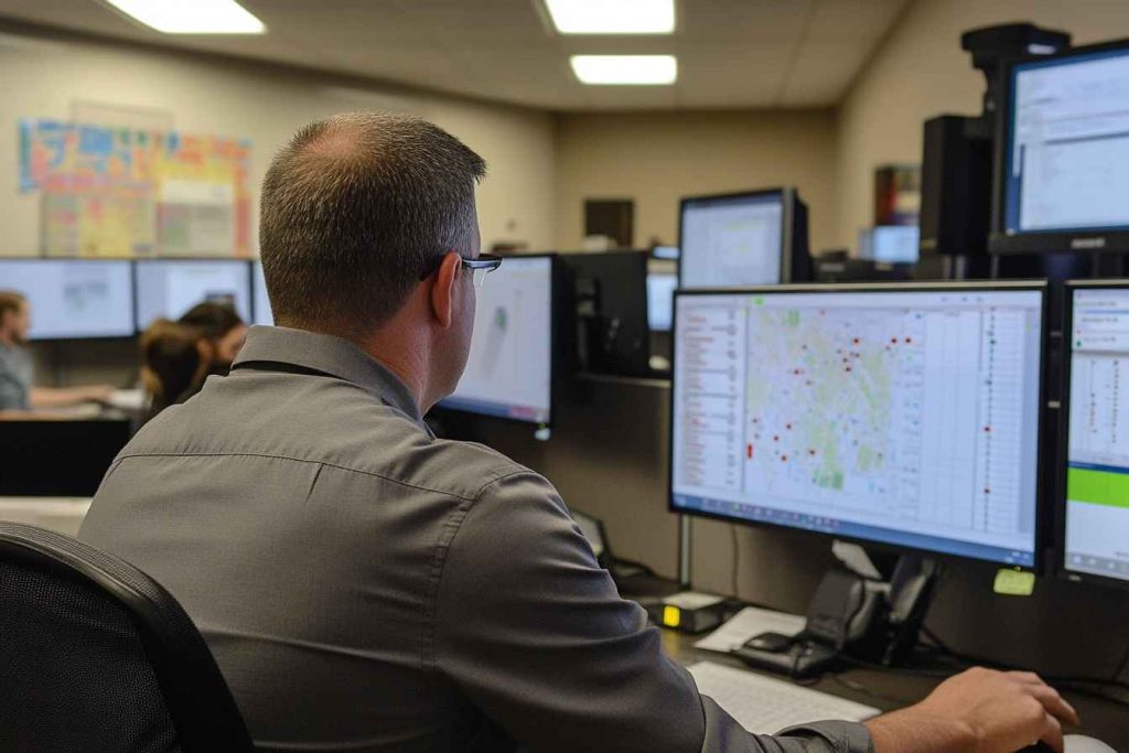 Team leader leading a crisis management response in a high-pressure office environment.