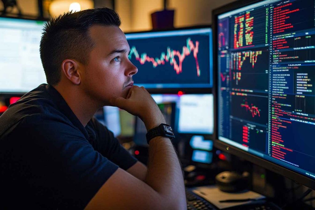 situational-awareness-during-crisis A male professional monitoring a crisis situation on multiple screens.