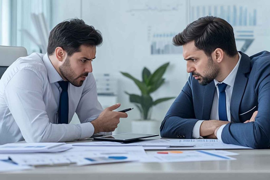 mna-negotiation-lawyer-deal A male lawyer negotiating terms during a corporate acquisition meeting.