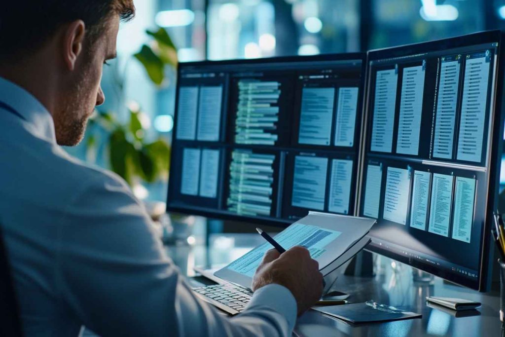 Man organizing and naming digital files for a data entry task