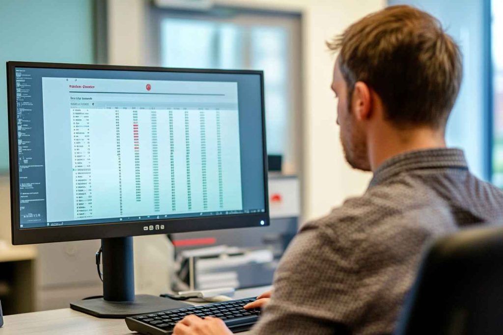 typing-speed-assessment-in-progress Typing speed and accuracy test being performed in a workplace setting