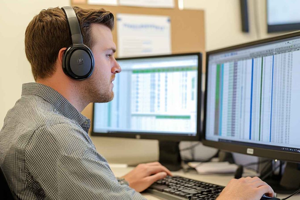 Male supply chain analyst working on a real-world inventory case study