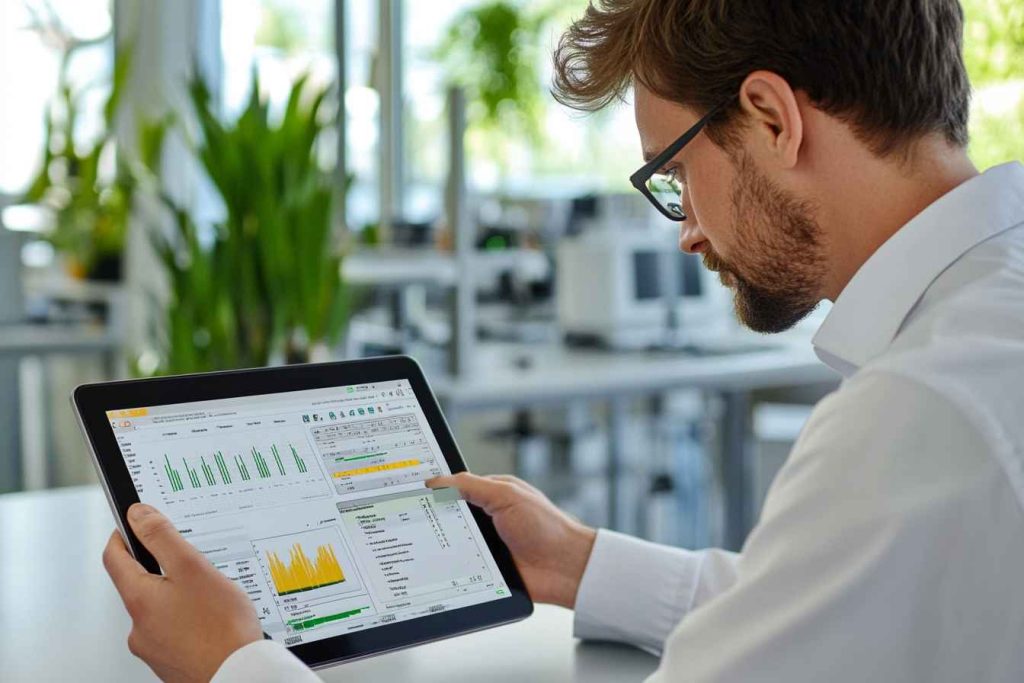 hiring-tool-in-action A male recruiter using an integrity tool to analyze behavioral trends before making a hiring decision.