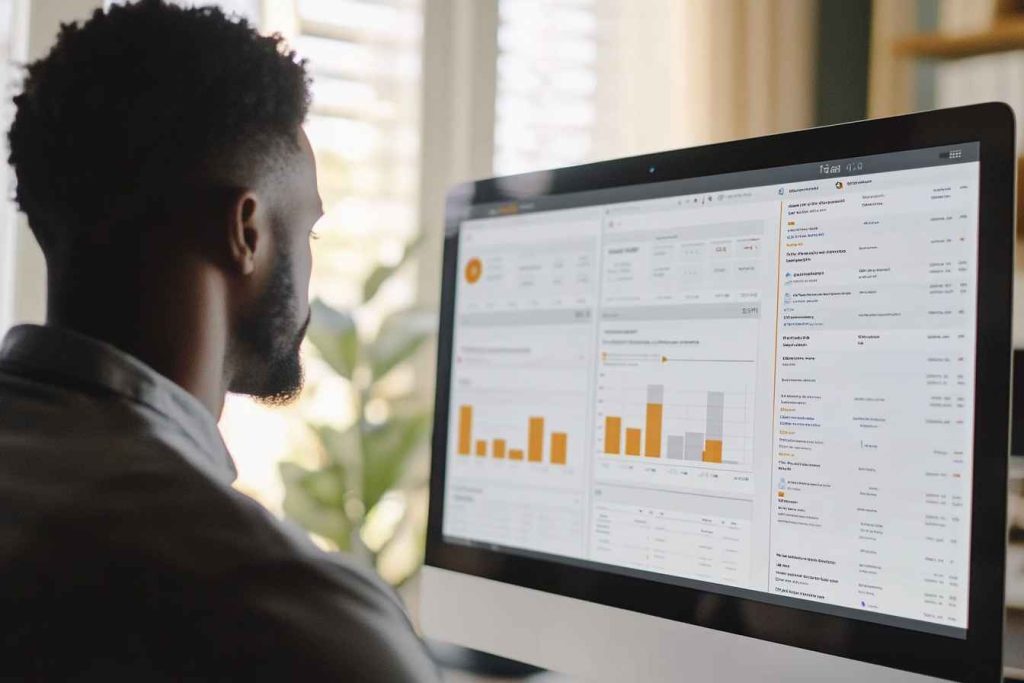 A male HR professional measuring trustworthiness through performance analytics and behavioral data.