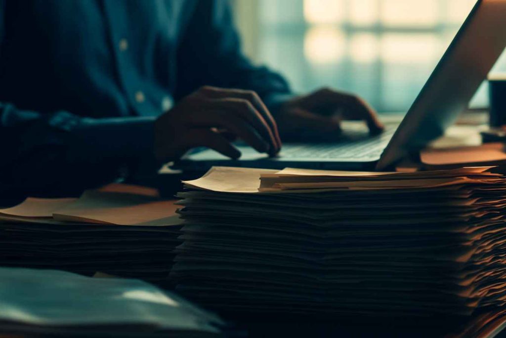 Trustworthiness in the Workplace: Meaning, Importance, Examples, and Ways to Measure 2 A male employee safeguarding sensitive information, highlighting the ethical side of trustworthiness at work.