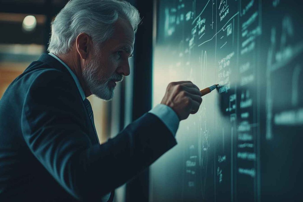 A male executive prioritizing trustworthiness over technical skills when planning hiring strategies.