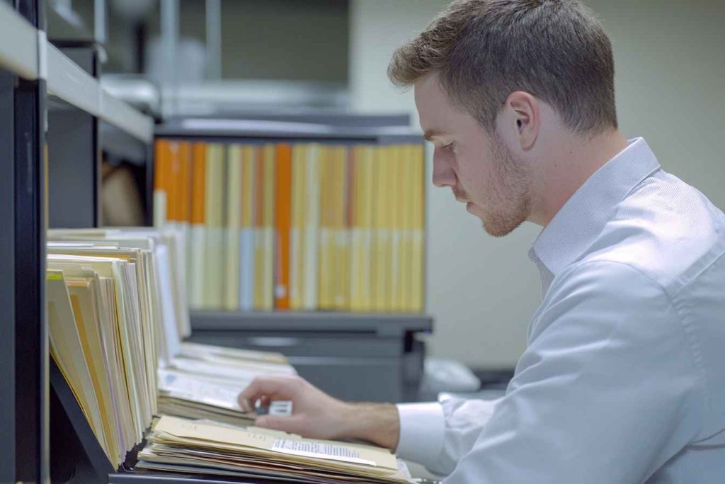 Attention to Detail Skills in the Workplace 1 Admin worker organizing digital documents accurately.