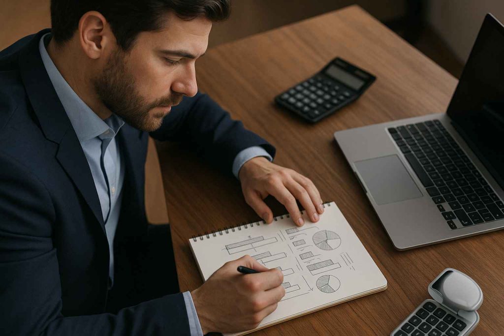 Business owner estimating hiring budget with cognitive test costs.