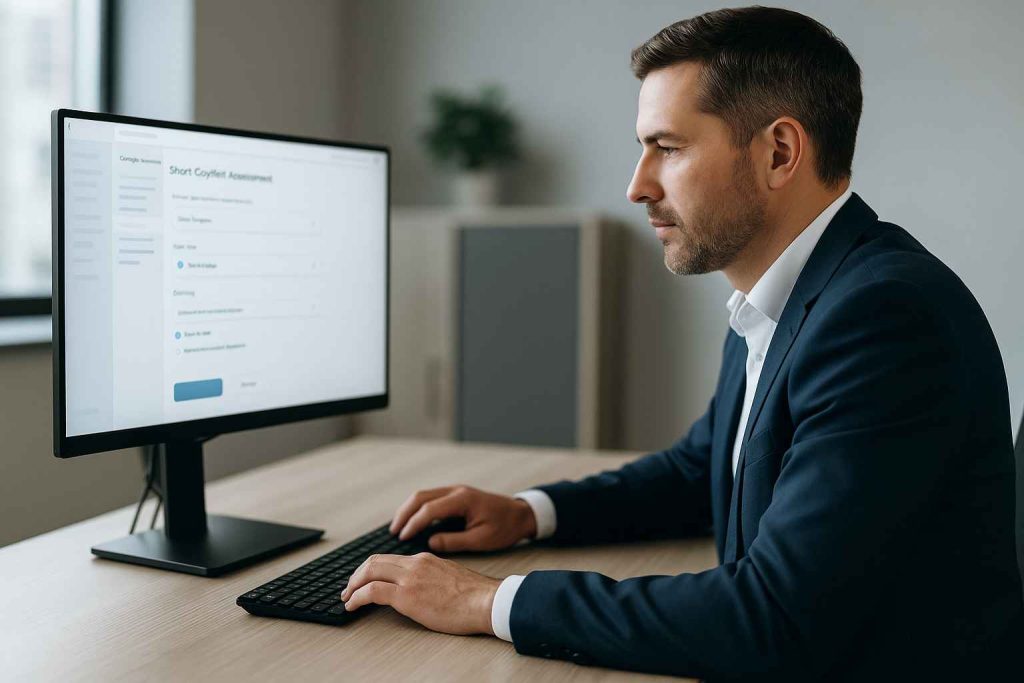 Short Cognitive Assessments: Efficient Tools for Fast Screening 1 Hiring manager configuring short assessments in ATS.