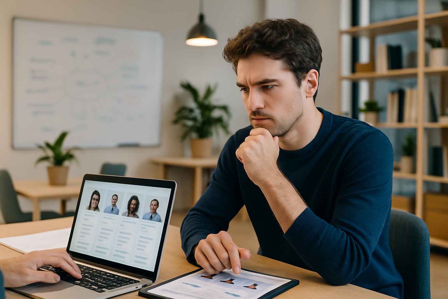Businesses 1 Startup founder reviewing candidates