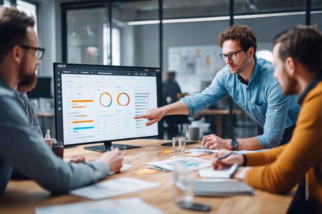 Hiring team reviewing 16 Personalities report with other assessments