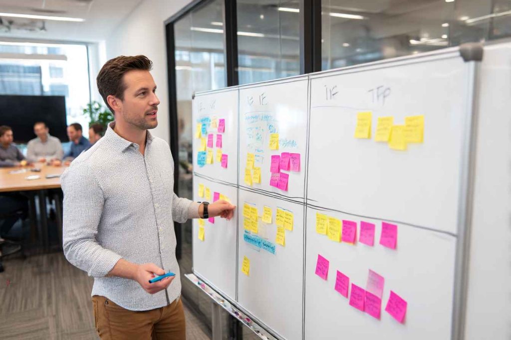 HR leader explaining 16 personality letter meanings on whiteboard