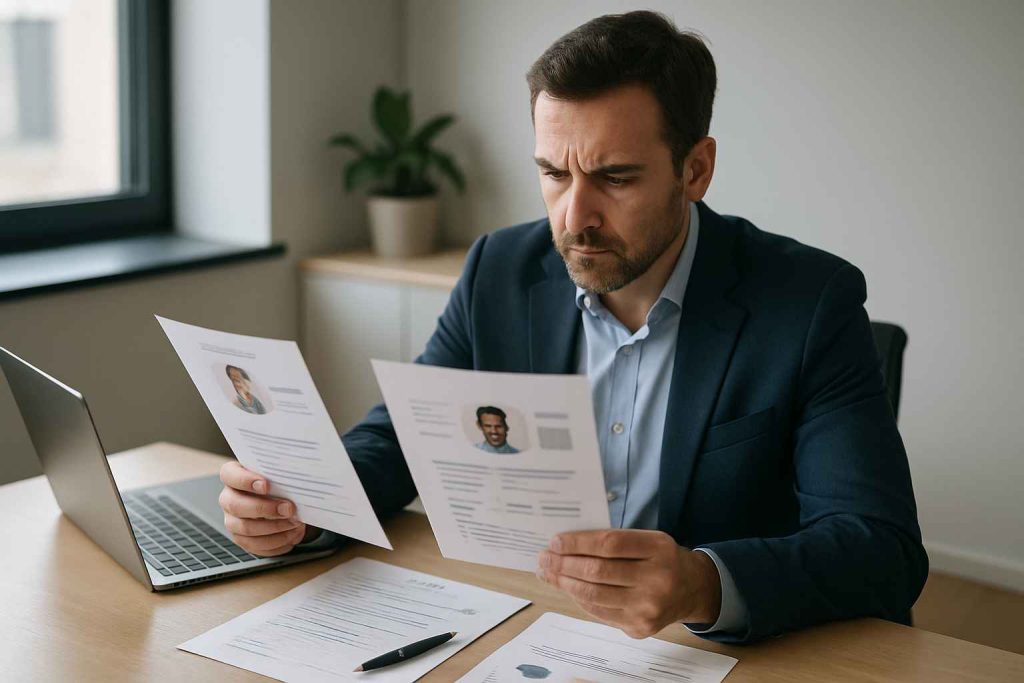 How to Conduct an Interview as a Hiring Manager 3 Hiring manager reviewing candidates to make a final hiring decision.