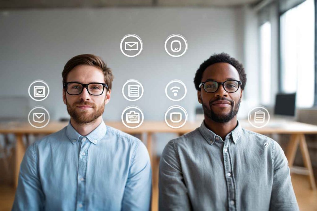 Two candidates side-by-side with matching skill icons above each