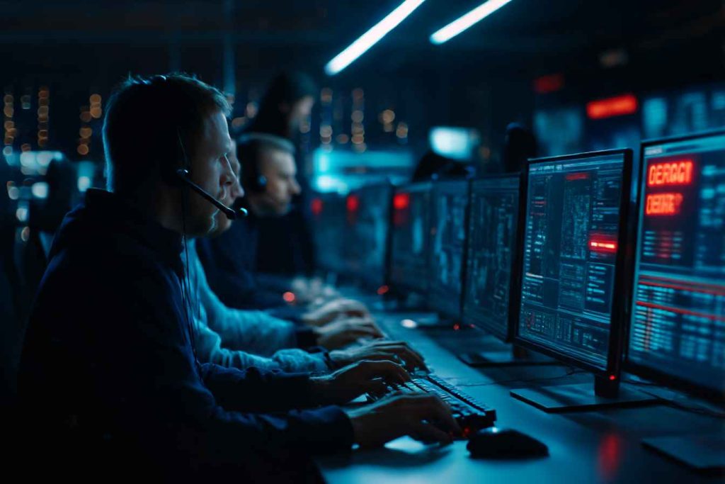 IT security team handling a live data breach