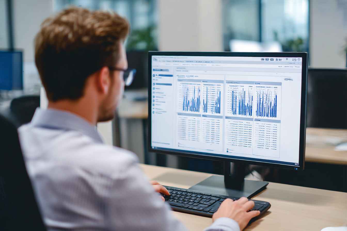 Recruiter reviewing candidates’ numerical reasoning scores on software platform.