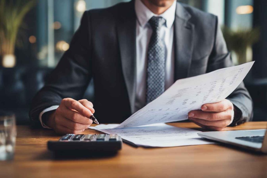 Executive reviewing numerical reasoning financial ratio question